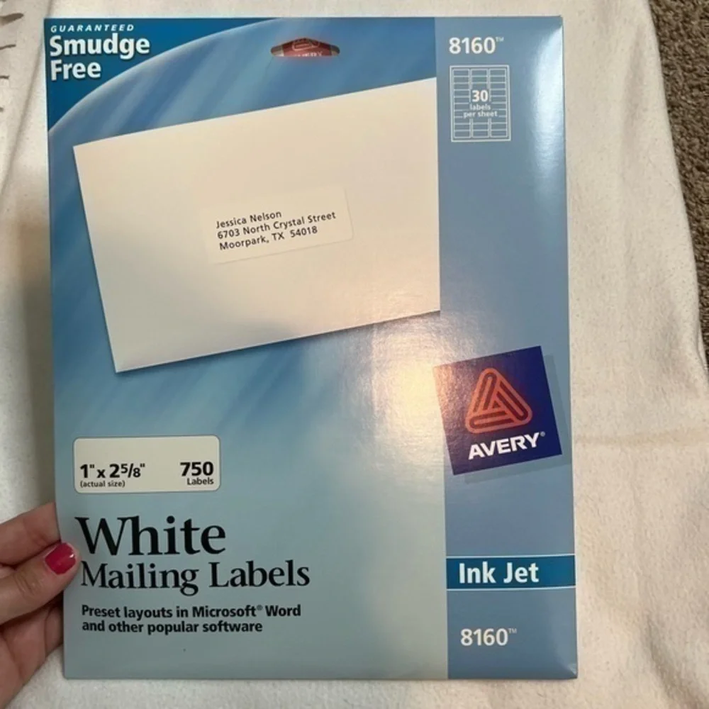 white mailing labels